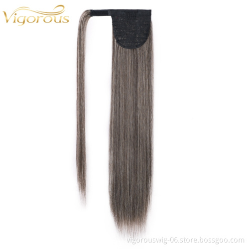High Quality Best Clip In Ponytail Hot Sale Long Gray Straight For Women Tape In Natural Hair Extension Supplier